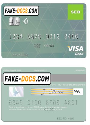 Latvia SEB Bank visa card fully editable template in PSD format Latvia SEB Bank visa card fully editable template in PSD format