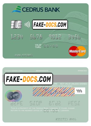 Lebanon Cedrus Bank mastercard fully editable credit card template in PSD format Lebanon Cedrus Bank mastercard fully editable credit card template in PSD format