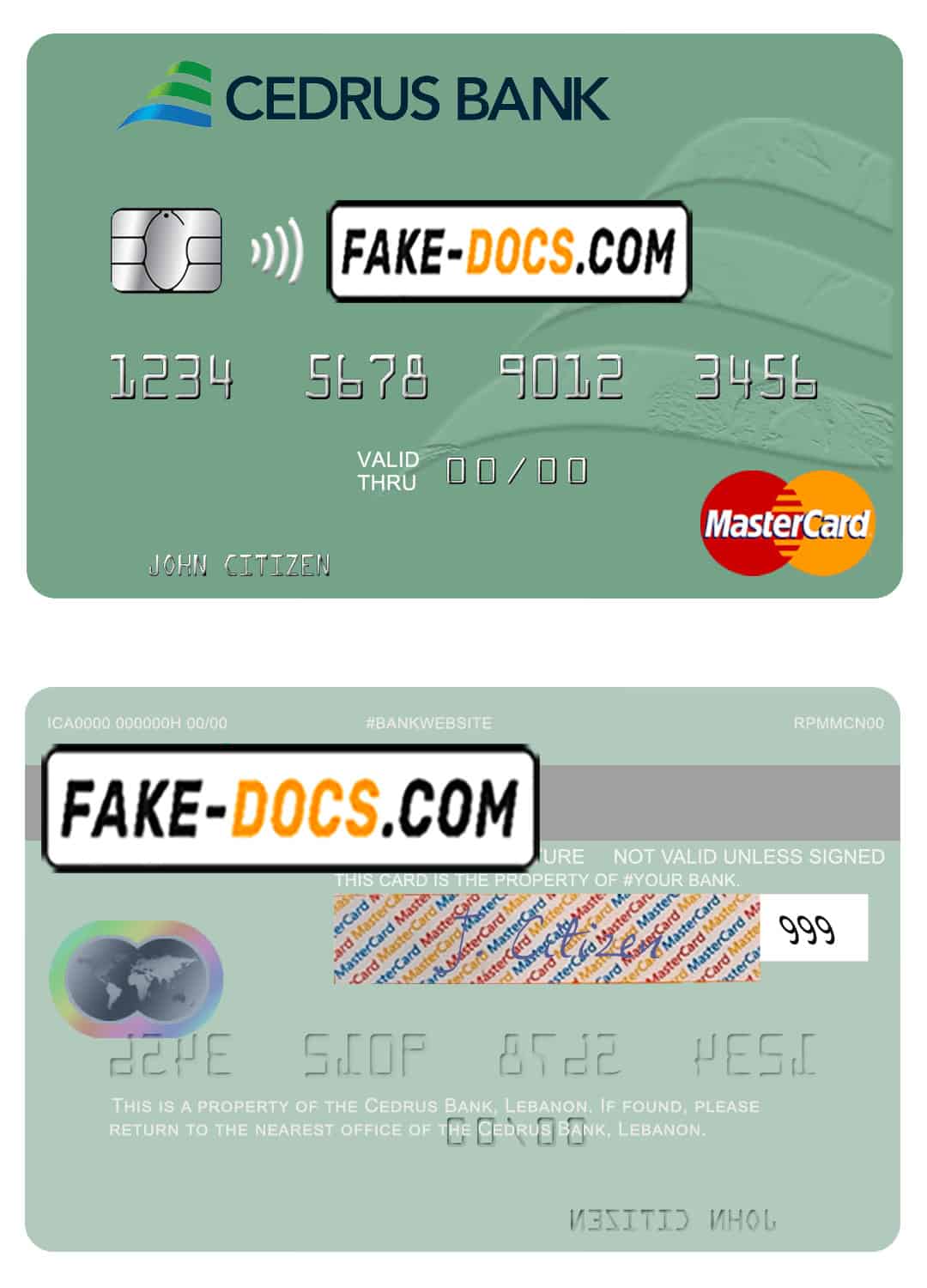 Lebanon Cedrus Bank mastercard fully editable credit card template in PSD format Lebanon Cedrus Bank mastercard fully editable credit card template in PSD format