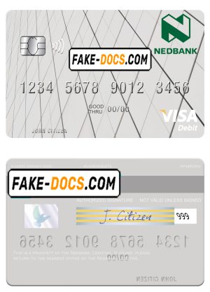 Lesotho Nedbank visa card fully editable template in PSD format
