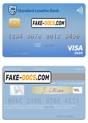 Lesotho Standard Bank visa card fully editable template in PSD format