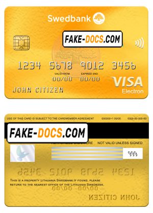 Lithuania Swedbank visa elrctron card, fully editable template in PSD format Lithuania Swedbank visa elrctron card, fully editable template in PSD format