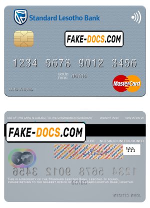 Lesotho Standard Bank mastercard fully editable credit card template in PSD format