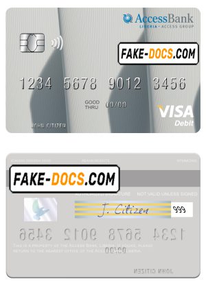 Liberia Access Bank visa card fully editable template in PSD format