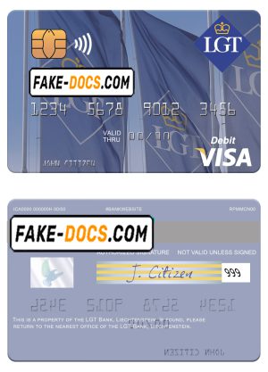 Liechtenstein LGT Bank visa card fully editable template in PSD format