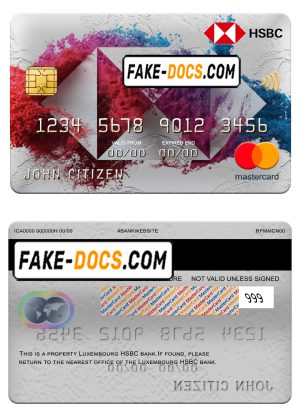 Luxembourg HSBC bank mastercard, fully editable template in PSD format Luxembourg HSBC bank mastercard, fully editable template in PSD format