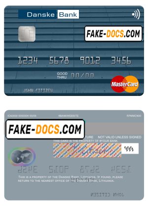 Lithuania Danske Bank mastercard fully editable template in PSD format Lithuania Danske Bank mastercard fully editable template in PSD format