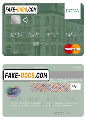 Luxembourg Banque Fortuna mastercard credit card template in PSD format Luxembourg Banque Fortuna mastercard credit card template in PSD format