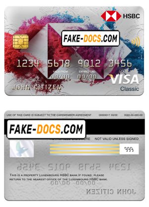 Luxembourg HSBC bank visa classic card, fully editable template in PSD format Luxembourg HSBC bank visa classic card, fully editable template in PSD format