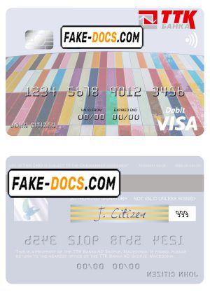 Macedonia TTK Banka AD Skopje visa card fully editable template in PSD format Macedonia TTK Banka AD Skopje visa card fully editable template in PSD format