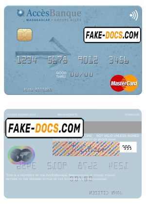Madagascar AccèsBanque mastercard credit card template in PSD format Madagascar AccèsBanque mastercard credit card template in PSD format