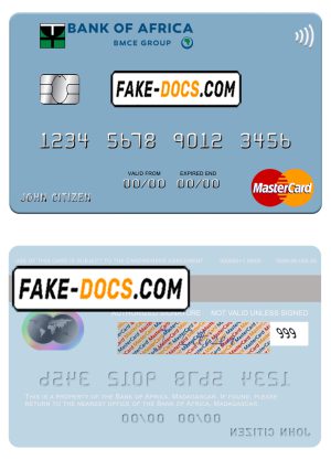Madagascar Bank of Africa mastercard credit card template in PSD format Madagascar Bank of Africa mastercard credit card template in PSD format