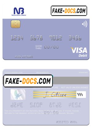 Malawi National Bank visa card fully editable template in PSD format Malawi National Bank visa card fully editable template in PSD format