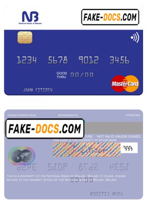 Malawi National Bank mastercard credit card template in PSD format Malawi National Bank mastercard credit card template in PSD format