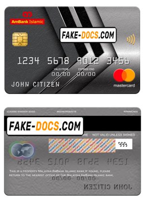 Malaysia AmBank Islamic bank mastercard, fully editable template in PSD format