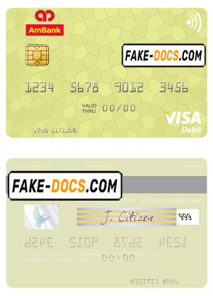 Malaysia AmBank visa credit card template in PSD format