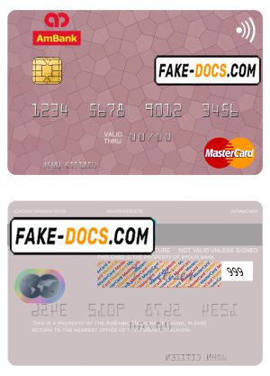 Malaysia AmBank mastercard credit card template in PSD format
