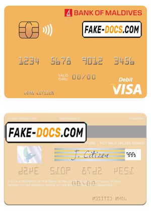 Maldives Bank of Maldives visa credit card template in PSD format