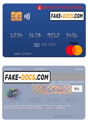 Maldives Bank of Maldives mastercard credit card template in PSD format