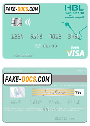 Maldives Habib Bank Limited visa card fully editable template in PSD format