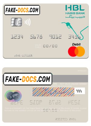 Maldives Habib Bank Limited mastercard credit card template in PSD format