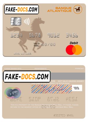 Mali Banque Atlantique mastercard credit card template in PSD format
