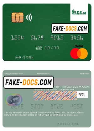 Mali Banque Commerciale du Sahel mastercard credit card template in PSD format Mali Banque Commerciale du Sahel mastercard credit card template in PSD format