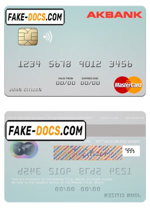 Malta Akbank T.A.Ş. mastercard credit card template in PSD format Malta Akbank T.A.Ş. mastercard credit card template in PSD format