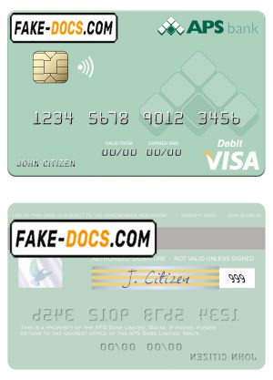 Malta APS Bank Limited visa card fully editable template in PSD format Malta APS Bank Limited visa card fully editable template in PSD format