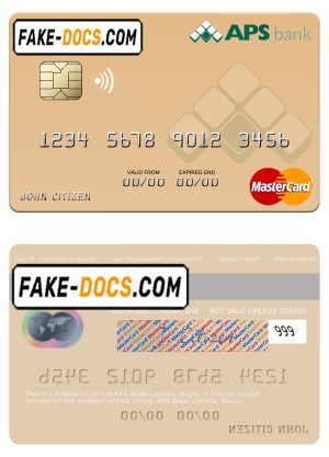Malta APS Bank Limited mastercard credit card template in PSD format Malta APS Bank Limited mastercard credit card template in PSD format