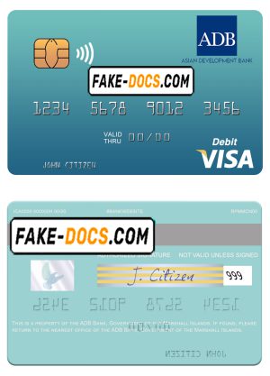 Marshall Islands ADB Bank visa credit card template in PSD format Marshall Islands ADB Bank visa credit card template in PSD format