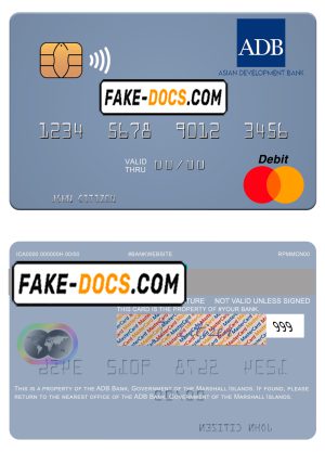 Marshall Islands ADB Bank mastercard credit card template in PSD format Marshall Islands ADB Bank mastercard credit card template in PSD format