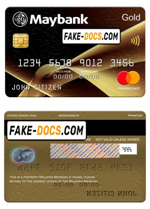 Malaysia Maybank mastercard gold, fully editable template in PSD format