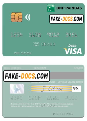 Mauritania BNP Paribas visa card fully editable template in PSD format Mauritania BNP Paribas visa card fully editable template in PSD format