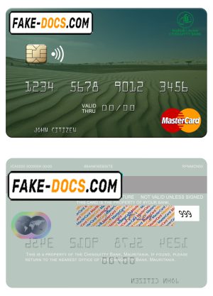 Mauritania Chinguitty Bank mastercard credit card template in PSD format Mauritania Chinguitty Bank mastercard credit card template in PSD format