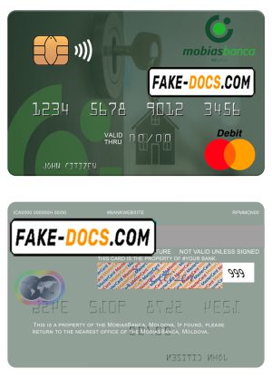 Moldova MobiasBanca bank mastercard, fully editable template in PSD format Moldova MobiasBanca bank mastercard, fully editable template in PSD format