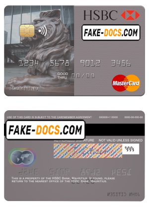 Mauritius HSBC bank mastercard credit card template in PSD format Mauritius HSBC bank mastercard credit card template in PSD format