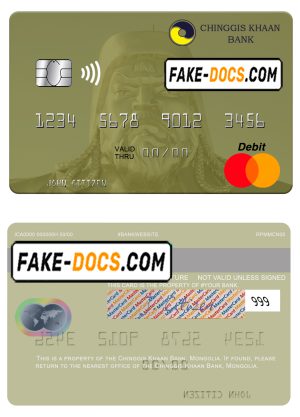 Mongolia Chinggis Khaan bank mastercard, fully editable template in PSD format Mongolia Chinggis Khaan bank mastercard, fully editable template in PSD format