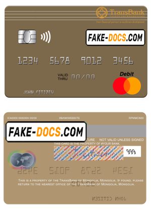 Mongolia TransBank of Mongolia mastercard, fully editable template in PSD format Mongolia TransBank of Mongolia mastercard, fully editable template in PSD format