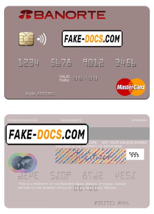 Mexico Banorte bank mastercard credit card template in PSD format Mexico Banorte bank mastercard credit card template in PSD format