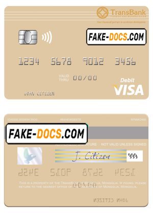 Mongolia TransBank of Mongolia bank visa debit card, fully editable template in PSD format Mongolia TransBank of Mongolia bank visa debit card, fully editable template in PSD format