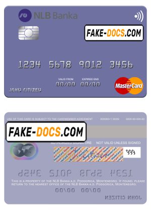 Montenegro NLB Banka a.d. Podgorica bank mastercard, fully editable template in PSD format Montenegro NLB Banka a.d. Podgorica bank mastercard, fully editable template in PSD format