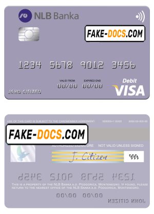 Montenegro NLB Banka a.d. Podgorica bank visa debit card, fully editable template in PSD format Montenegro NLB Banka a.d. Podgorica bank visa debit card, fully editable template in PSD format