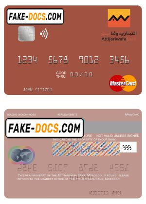 Morocco Attijariwafa bank mastercard, fully editable template in PSD format Morocco Attijariwafa bank mastercard, fully editable template in PSD format