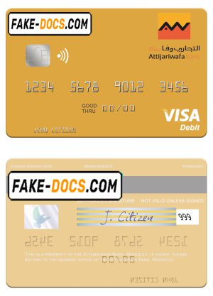 Morocco Attijariwafa bank visa debit card, fully editable template in PSD format Morocco Attijariwafa bank visa debit card, fully editable template in PSD format