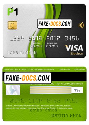 Malaysia Packet 1 Network bank visa electron card, fully editable template in PSD format