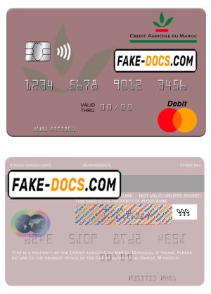 Morocco Crédit Agricole du Maroc bank mastercard, fully editable template in PSD format Morocco Crédit Agricole du Maroc bank mastercard, fully editable template in PSD format