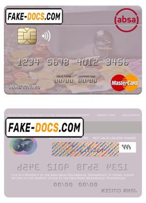 Mozambique Absa Bank Mozambique mastercard, fully editable template in PSD format Mozambique Absa Bank Mozambique mastercard, fully editable template in PSD format