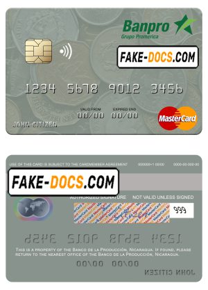 Nicaragua Banco de la Producción mastercard credit card template in PSD format Nicaragua Banco de la Producción mastercard credit card template in PSD format