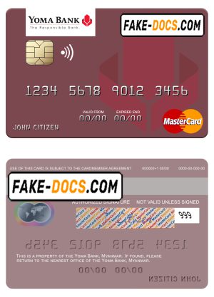 Myanmar Yoma Bank Limited mastercard, fully editable template in PSD format Myanmar Yoma Bank Limited mastercard, fully editable template in PSD format